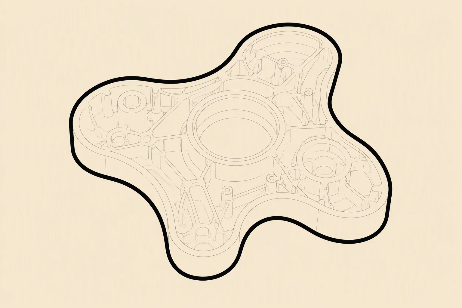 Vector diagram highlighting the functional difference between inner structural lines and perimeter boundaries